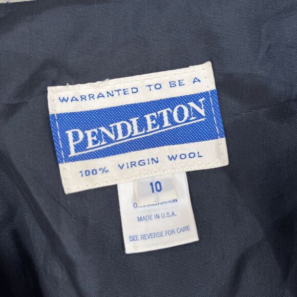 VTG Pendleton Wool Plaid Jacket Blazer Burgundy Green Navy SZ L Made in USA - Picture 3 of 14